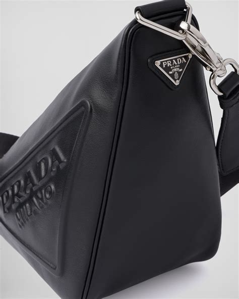 prada shoulder bag smooth leather black|Prada triangle leather shoulder bag.